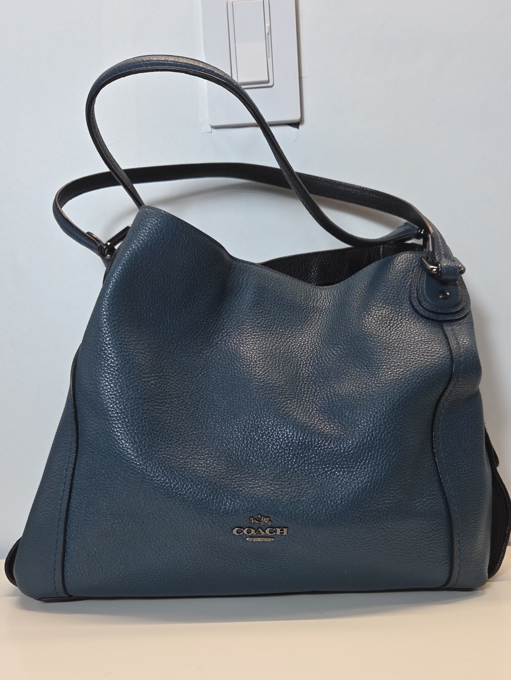 Coach Edie 31 Leather Hobo Shoulder Bag in Mineral Blue